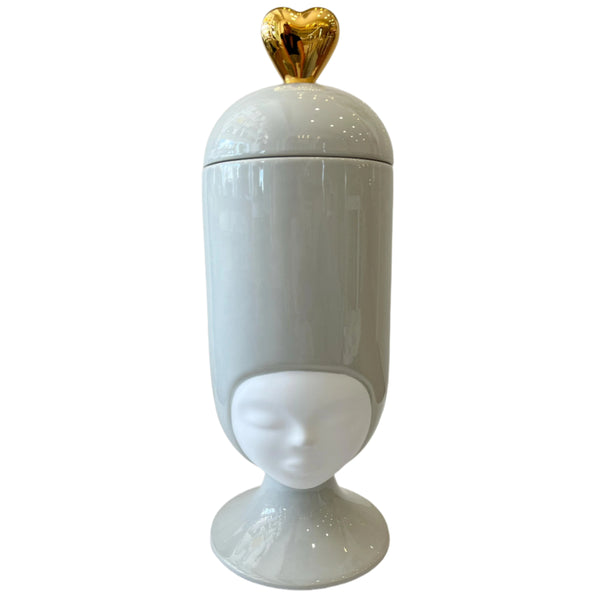 Clara - Sister in Love Satin Light Grey / Satin White Face & Glossy Gold Heart