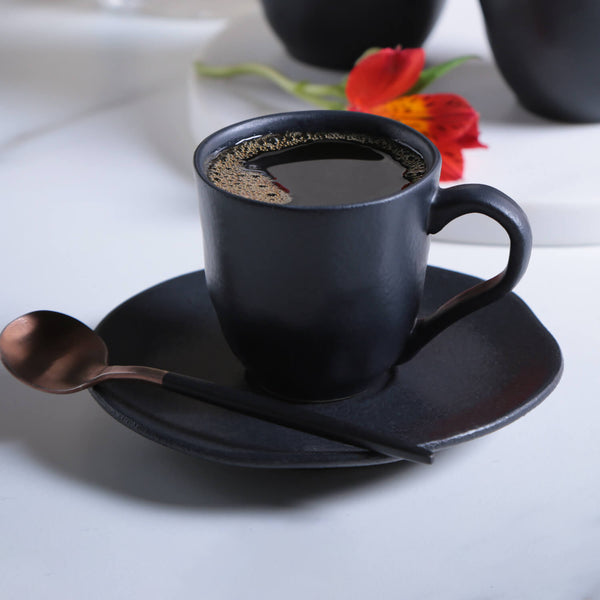 Matte Black - Coffe Cup & Saucer (Set of 6)