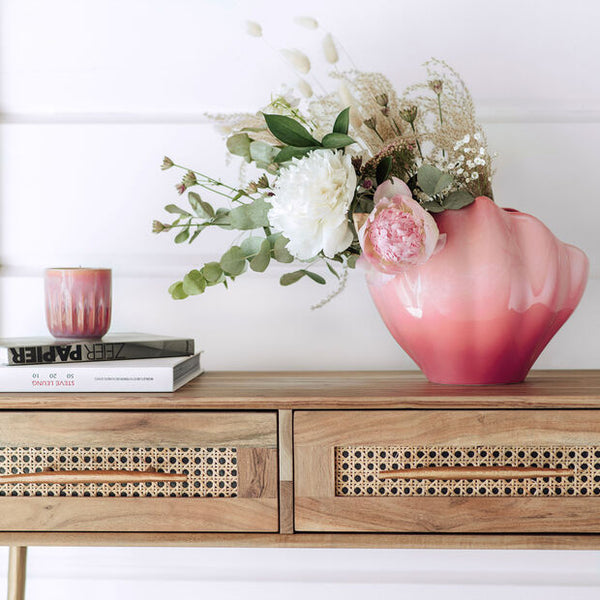 Perlemor Coral - Shell Hurricane Vase