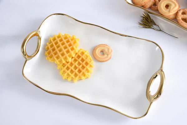 Golden Handles - White and Gold - Small Platter