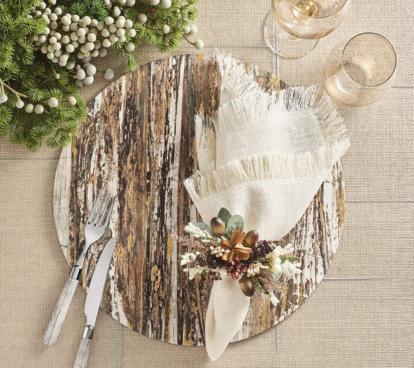 Weathered Pine - Ivory, Natural & Gold Placemat (Set of 4)