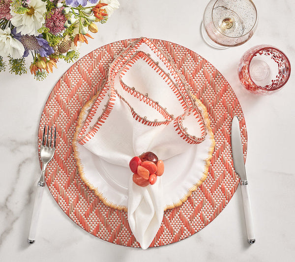 Basketweave - Natural & Orange Placemat (Set of 4)