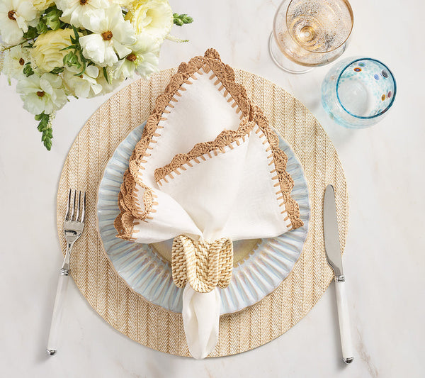 Shell Edge - White & Natural Napkin (Set of 4)