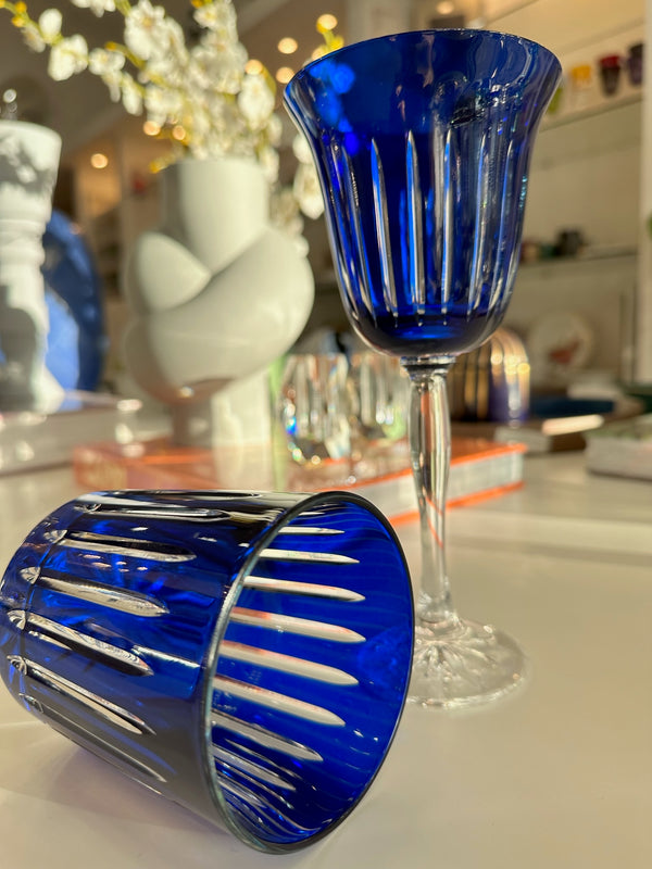 Whiskey Glass Stripes Blue (Set of 6)