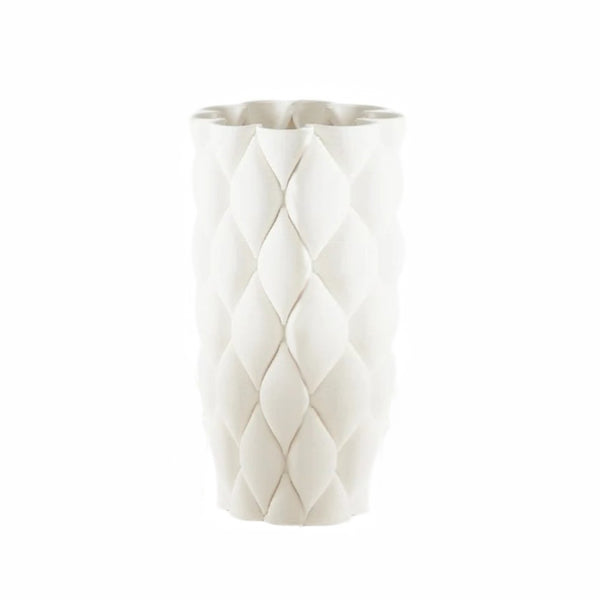 Pillowed - Printed Matte White Cylinder Vase