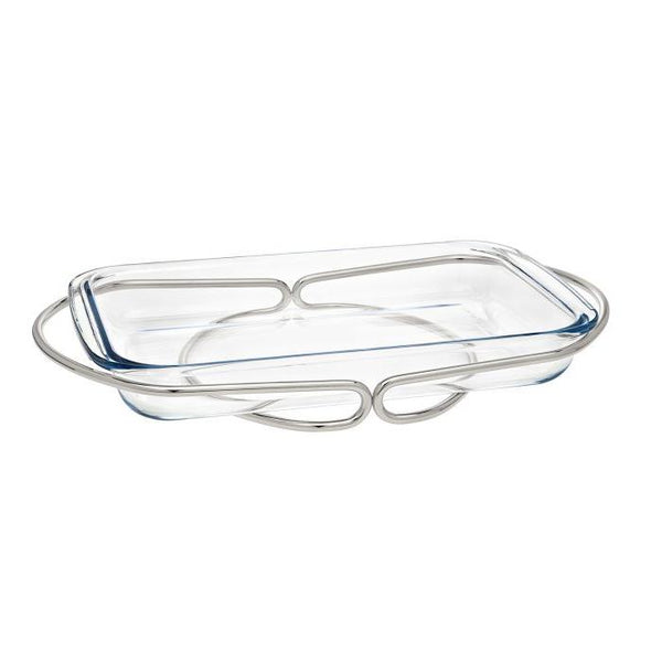 Infinity - 3qt Glass Rect Serving Silver