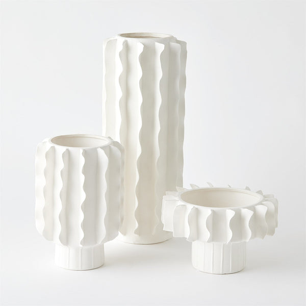 Frilled - Matte White Large Vase