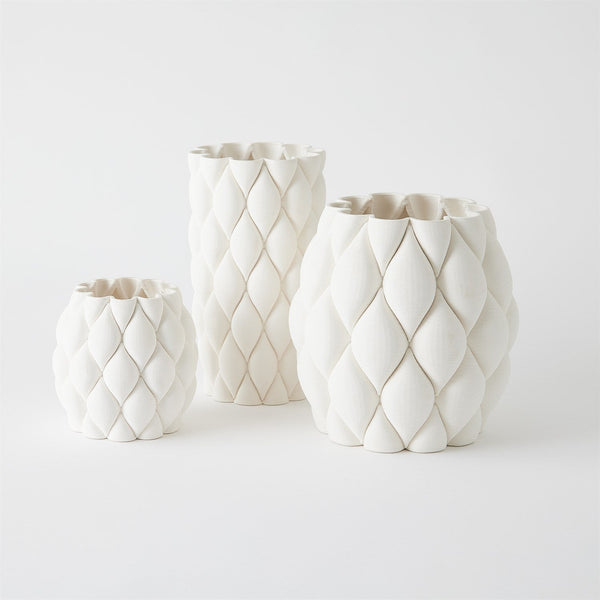 Pillowed - Printed Matte White Small Vase