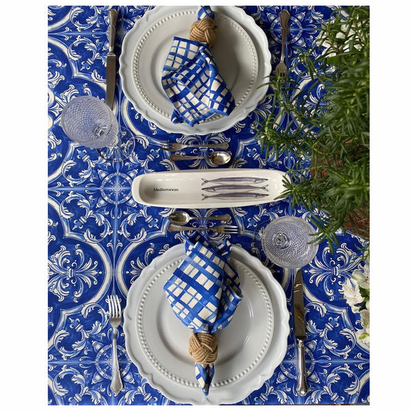 Paisley - Polyester Tablecloths A77 Blue 138"x60"