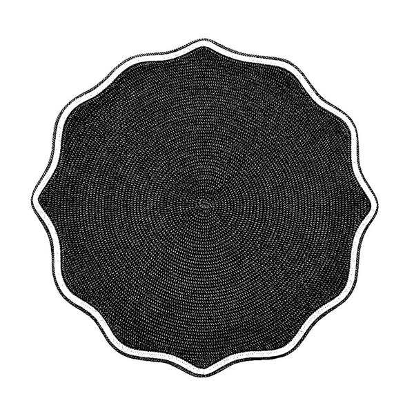 Autumn - Round Piped Oxford Placemat White / Black (Set of 4)