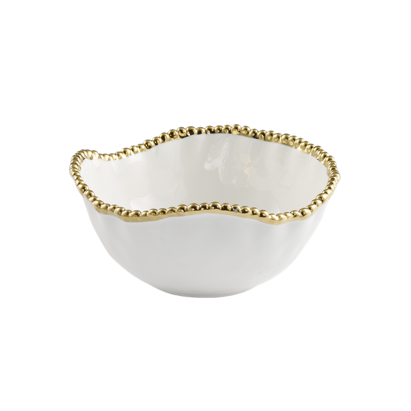 Salerno - White and Gold - Medium Salad Bowl