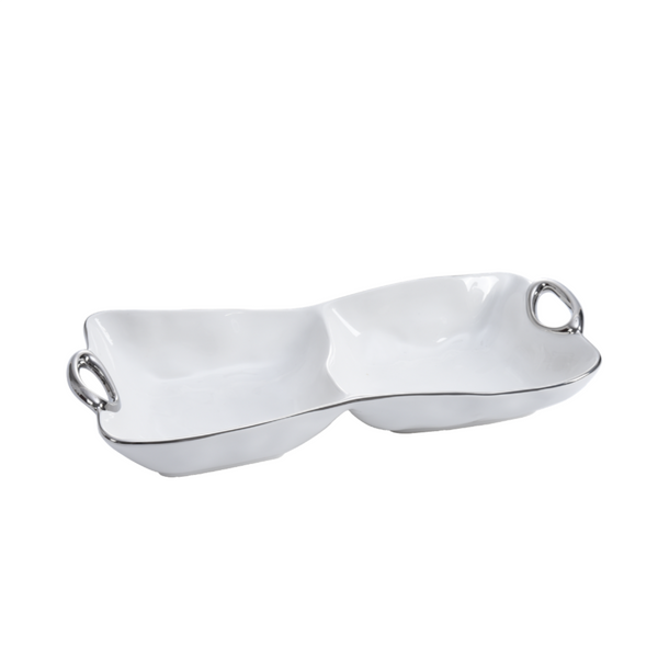 Handles with Style - White and Silver - 2 Section Server