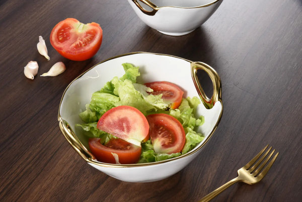 Golden Handles - White and Gold - Medium Bowl