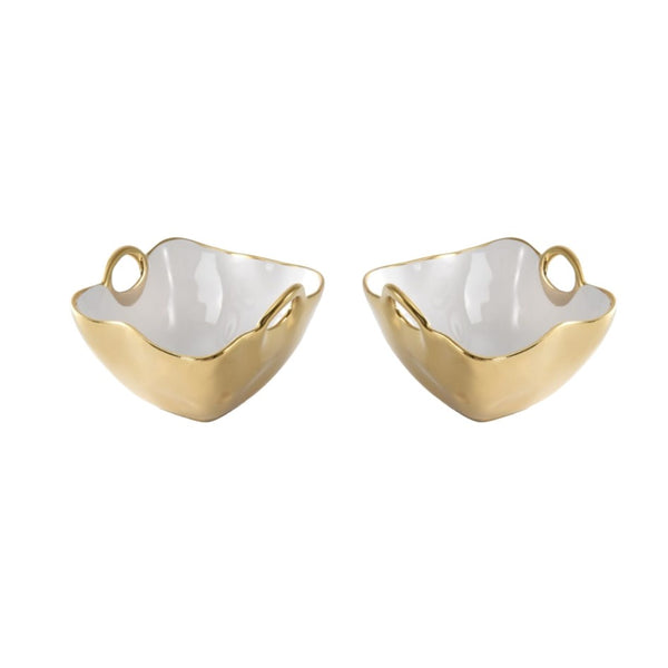 Golden Handles - Gold - Square Snack Bowl (Set of 2)