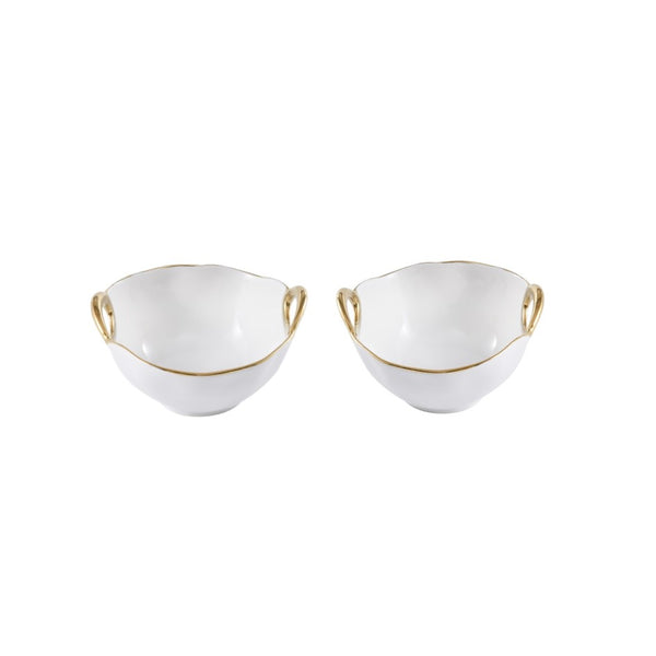 Golden Handles - White and Gold - Snack Bowl (Set of 2)