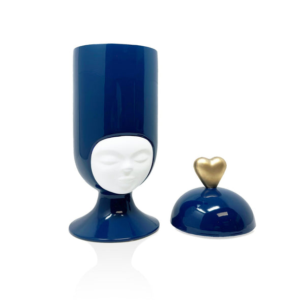 Clara - Sister in Love Glossy Cobalt Blue / Satin White Face & Matt Gold Heart