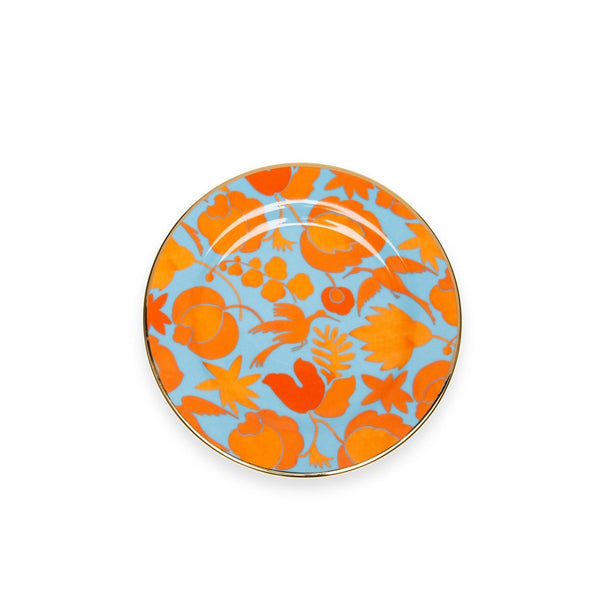 Wildbird - Ligth Blue / Orange Dessert Plate