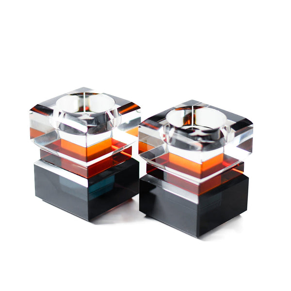 Block - Tealight Holders Black / Amber