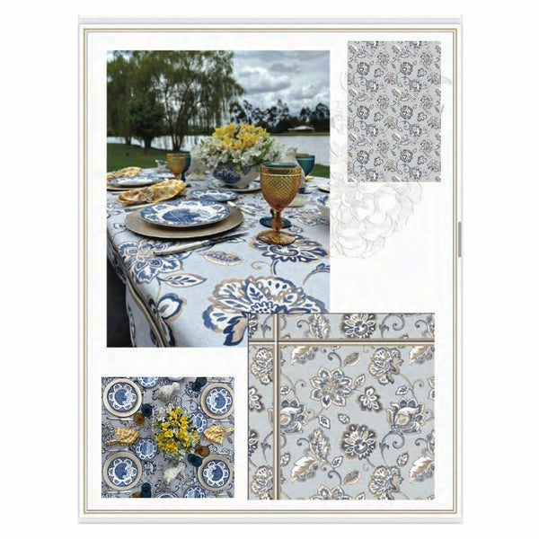 Paisley - Polyester Tablecloths F151 Blue 106"x60"