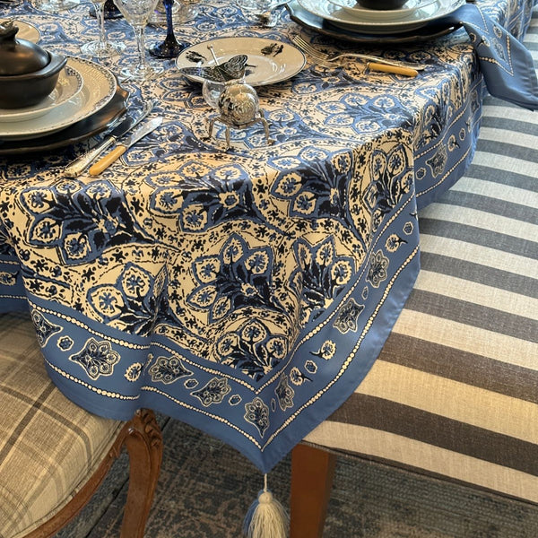 Paisley - Polyester Tablecloths F270 Navy 175"x69"