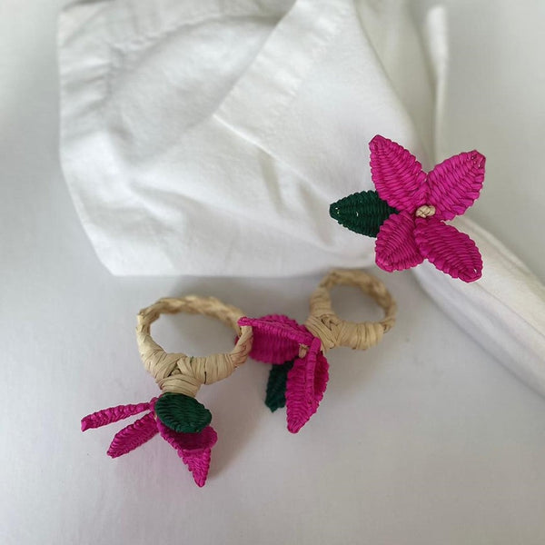 Flowers Napkin Rings Fuchsia - (Set of 2)