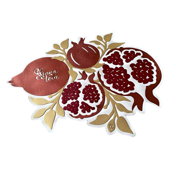 Pomegranate - Challah Cover Gold Shabbat Ve Yom Tov Merlot / White