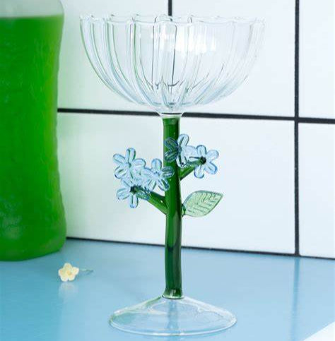 Botanica - Optical Champagne Bowl Light Blue Flower