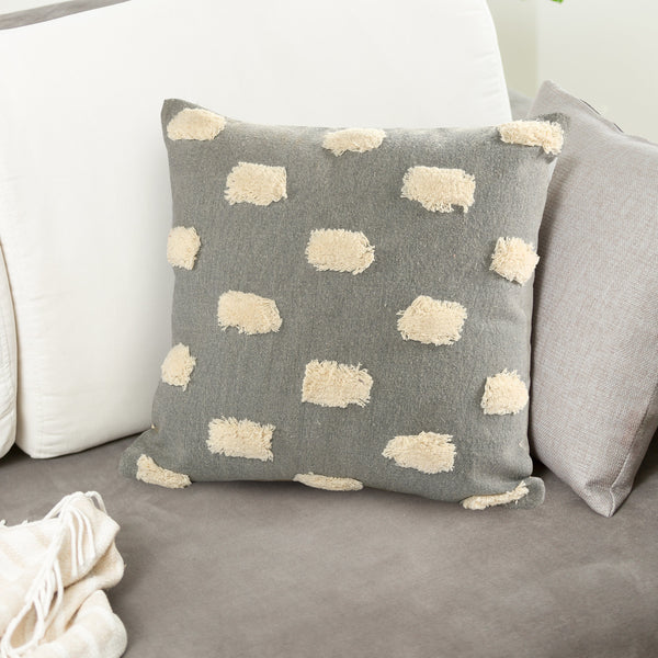 Textured Pom Pom Polka Dot Throw Pillow Square Medium