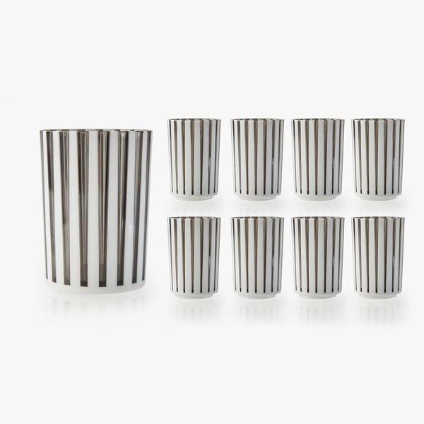 Kiddush - Cups (Set of 9) - Smoke & White