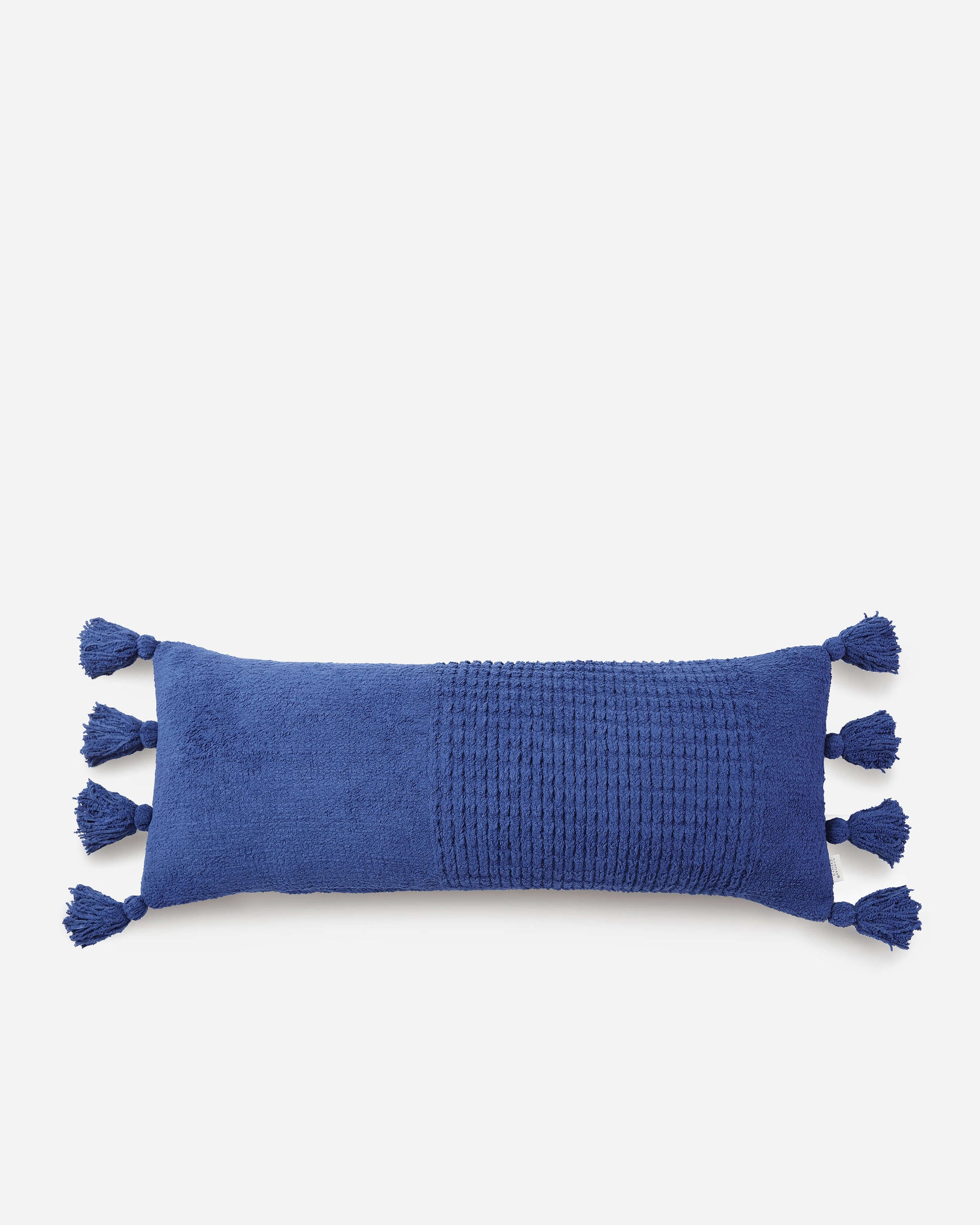 Braided Pom Pom Pillow Lumbar Pillow Navy