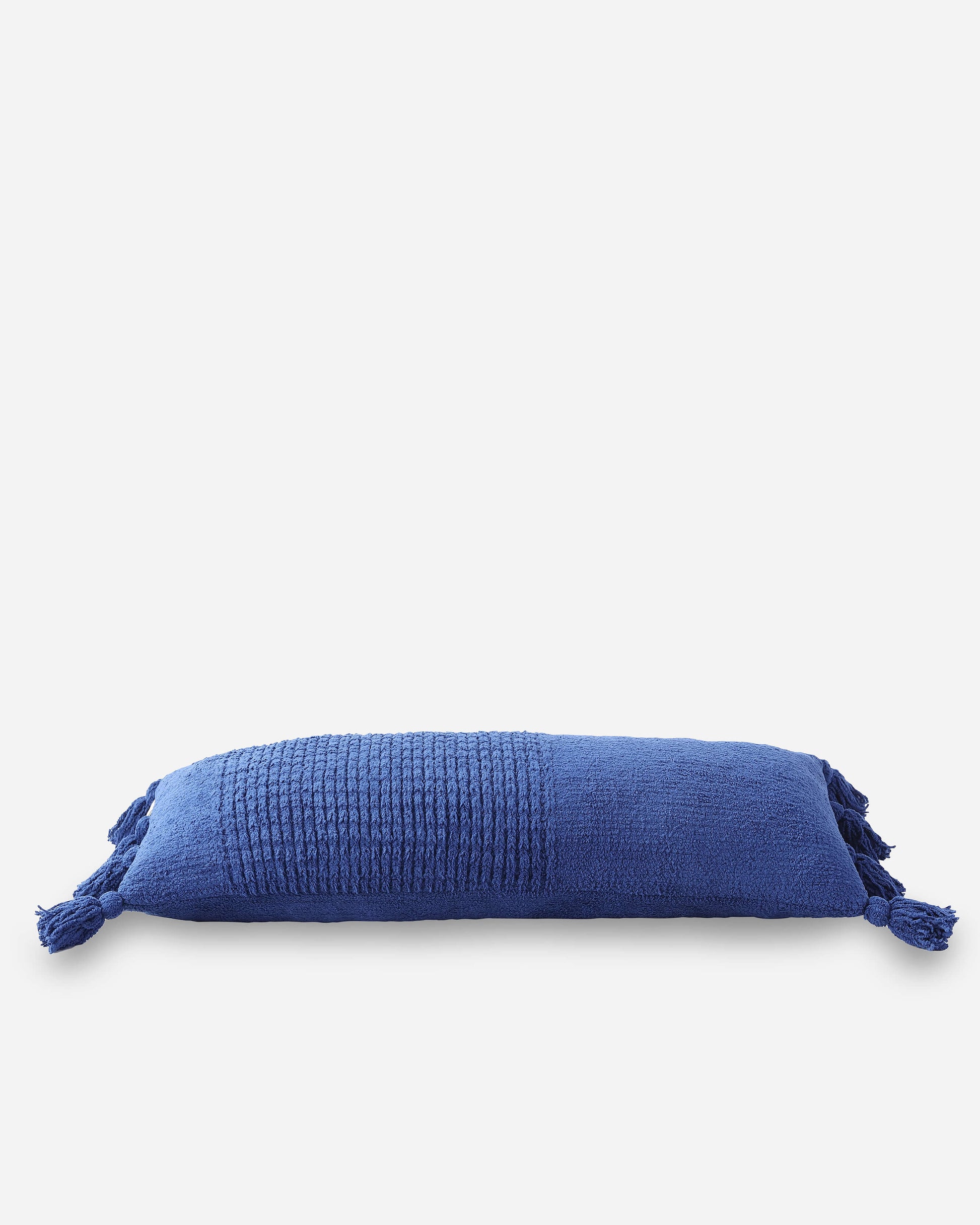 Braided Pom Pom Pillow Lumbar Pillow Navy