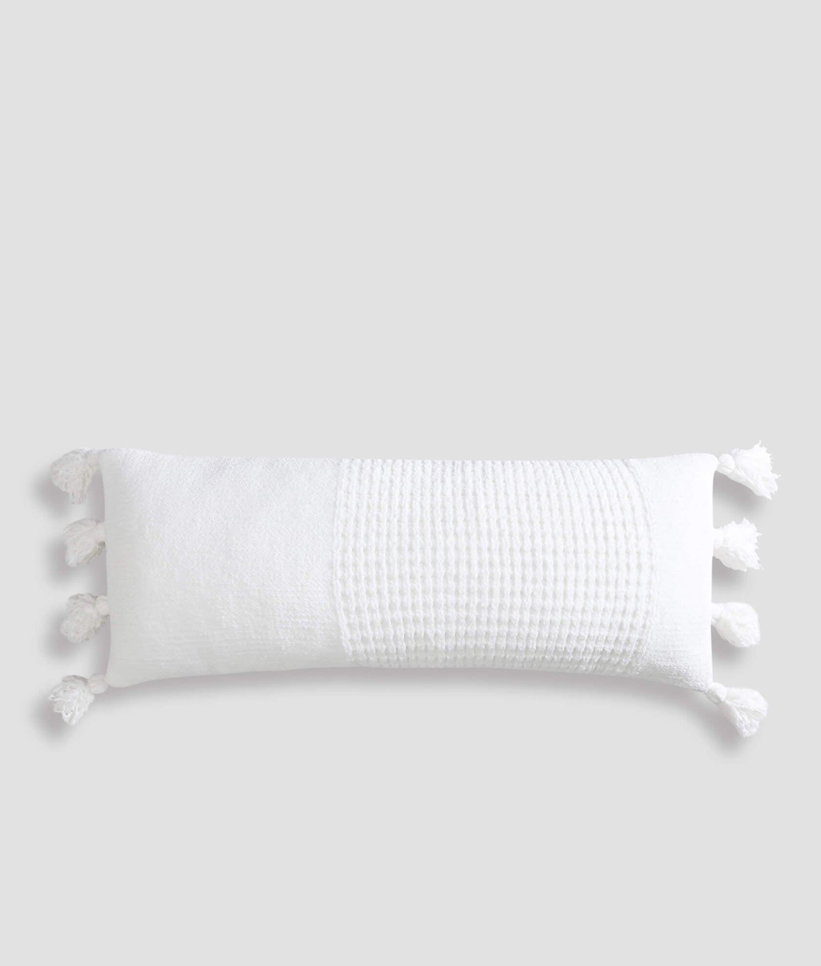 Braided Pom Pom Pillow Lumbar Pillow Off White