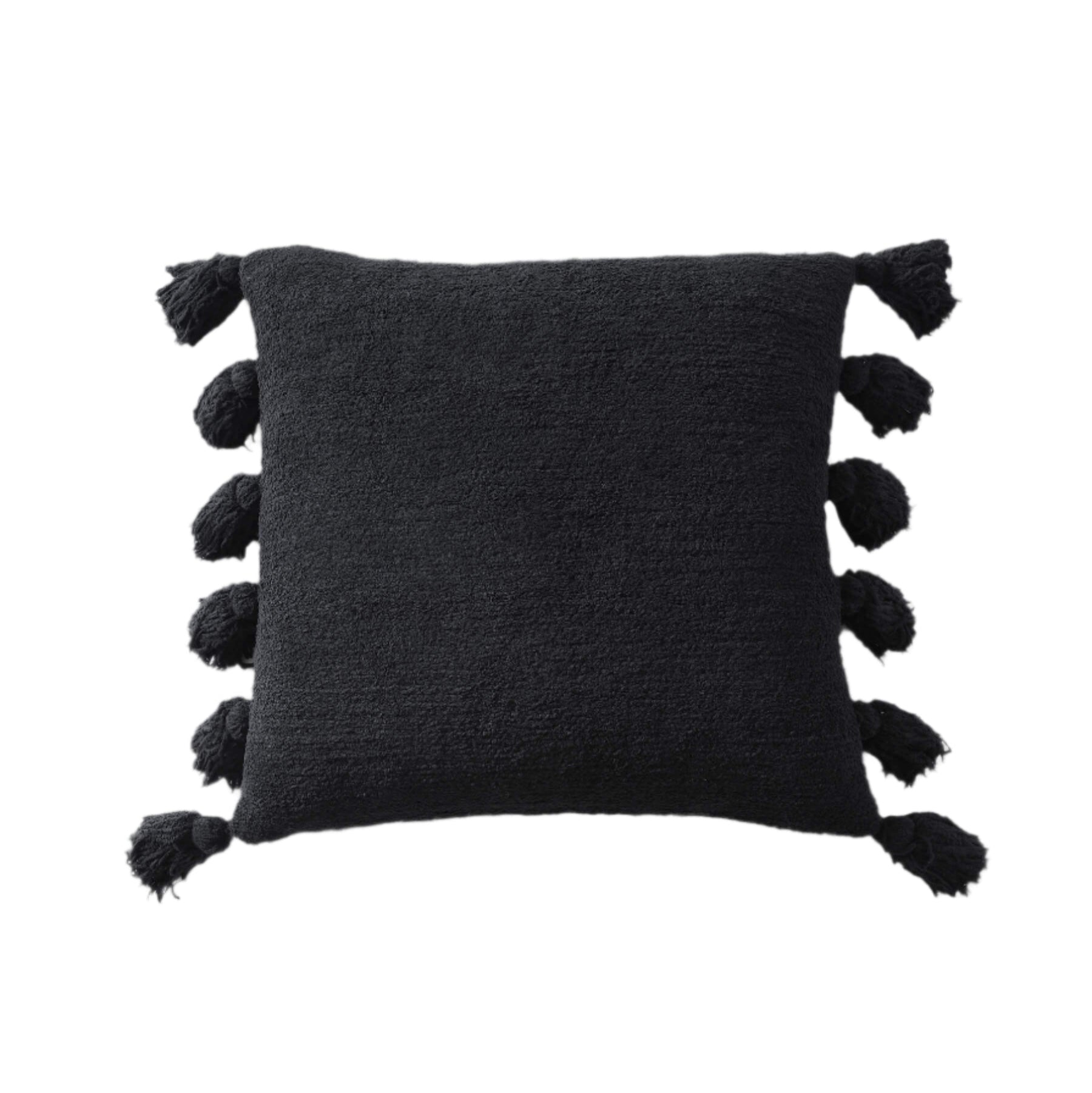 Pom Pom Throw Pillow Black