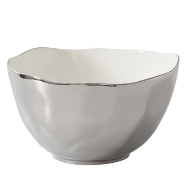 Thin and Simple - White and Silver - Extra Large Bowl