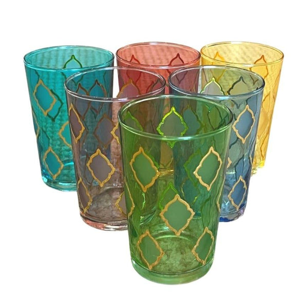 Tea Glasses Assorted Colors Diament (Set of 6)