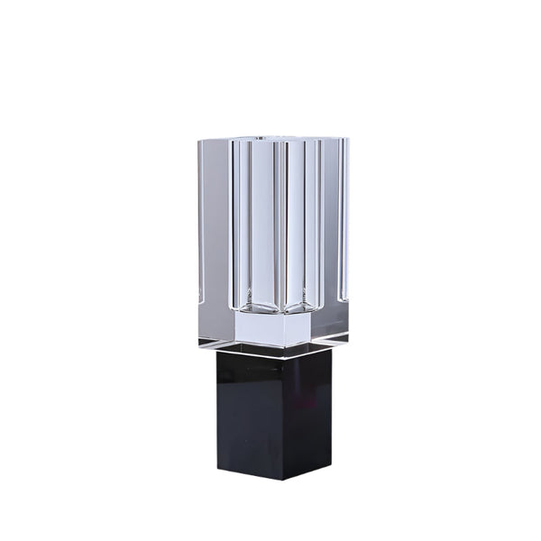Crystal - Square Medium Vase with Black Foot