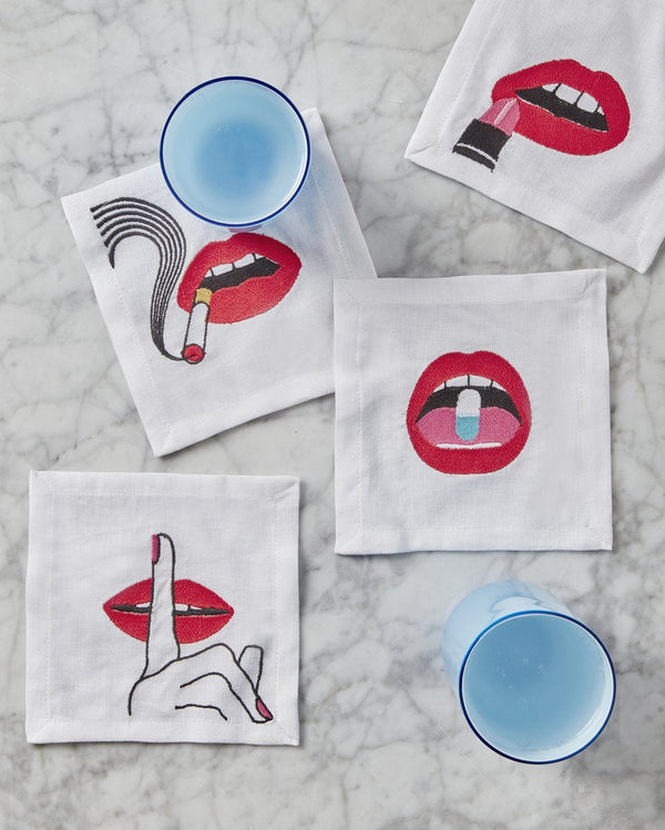 Lips Cocktail Napkins - (Set of 4)