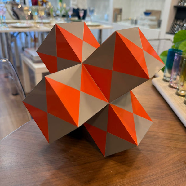 Mini Cube Sculpture - Grey and Orange