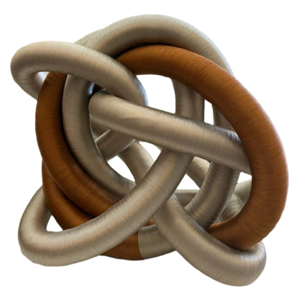 Fabric Knot - Silver / Orange Large
