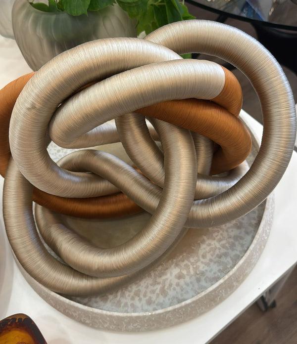 Fabric Knot - Silver / Orange Large