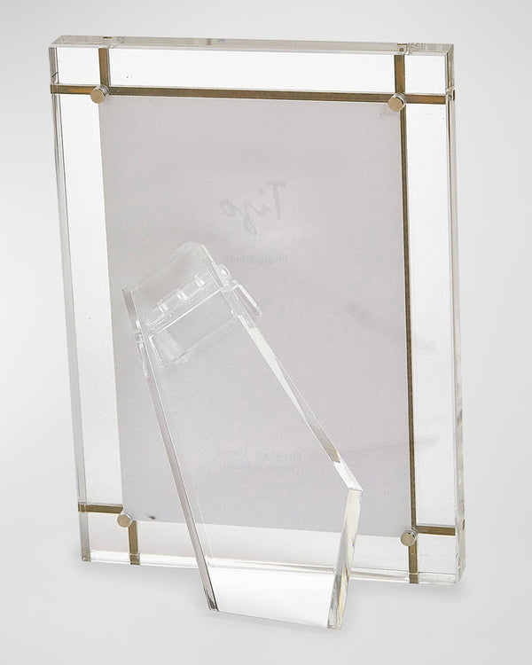 Lucite - Acrylic Frame Gold Metal Design 5x7"