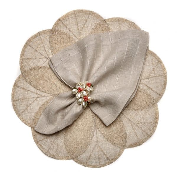 Sinamay - Flower Round Placemat Natural (Set of 4)