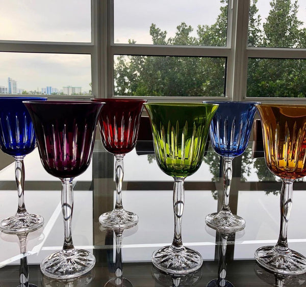 Water Goblet Stripes Purple (Set of 6)