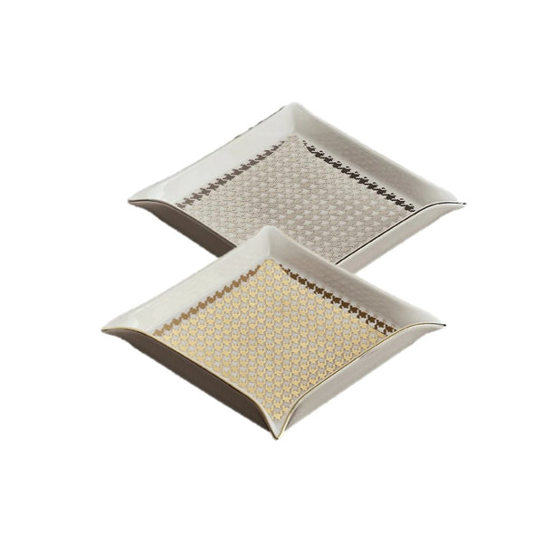 Haute Couture - Tray Pied De Poule Square Gold + Silver (Set of 2)