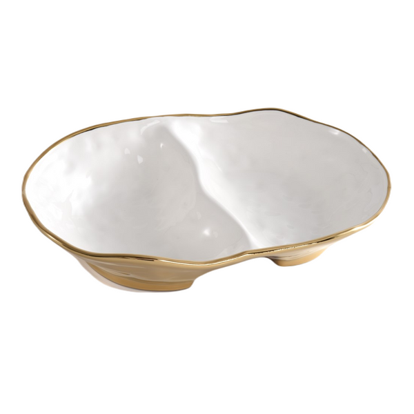 Moonlight - White and Gold - 2 Section Bowl