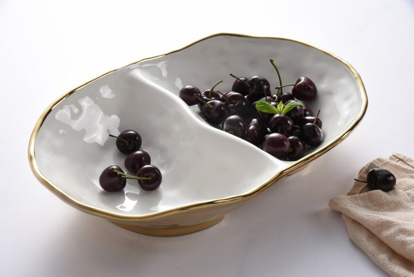 Moonlight - White and Gold - 2 Section Bowl