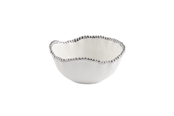 Salerno - White and Silver - Medium Salad Bowl