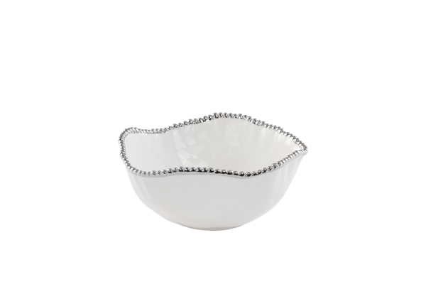 Salerno - White and Silver - Large Salad Bowl