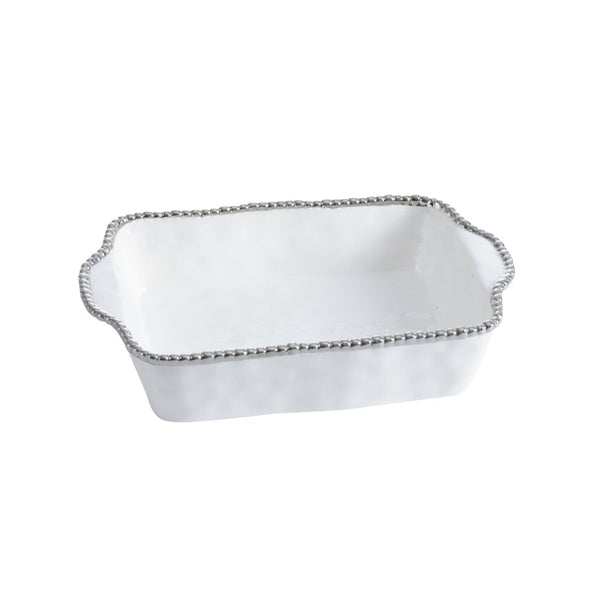 Salerno - White and Silver - Rectangular Baking Dish