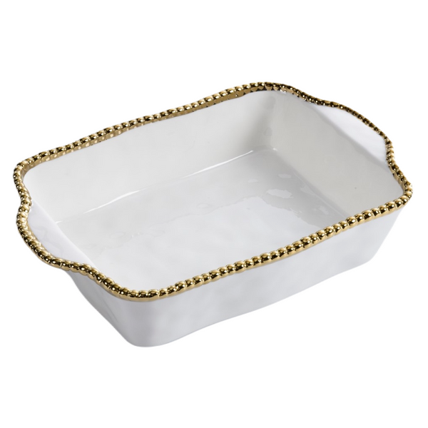 Salerno - White and Gold - Rectangular Baking Dish